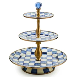 MacKenzie-Childs Royal Check Three Tier Sweet Stand| Bar Entertaining|Serveware