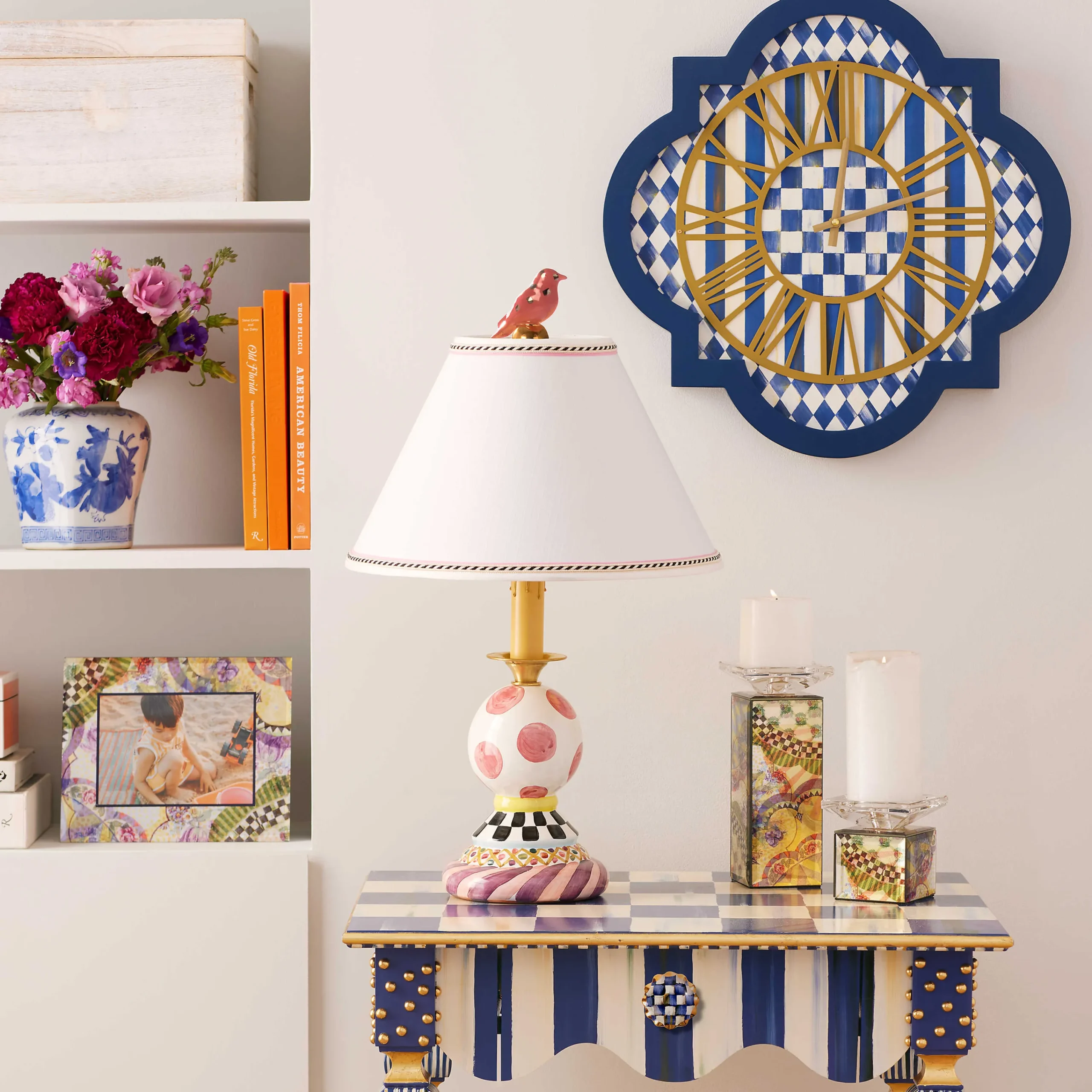 MacKenzie-Childs Royal Check Tile Wall Clock| Room Accents