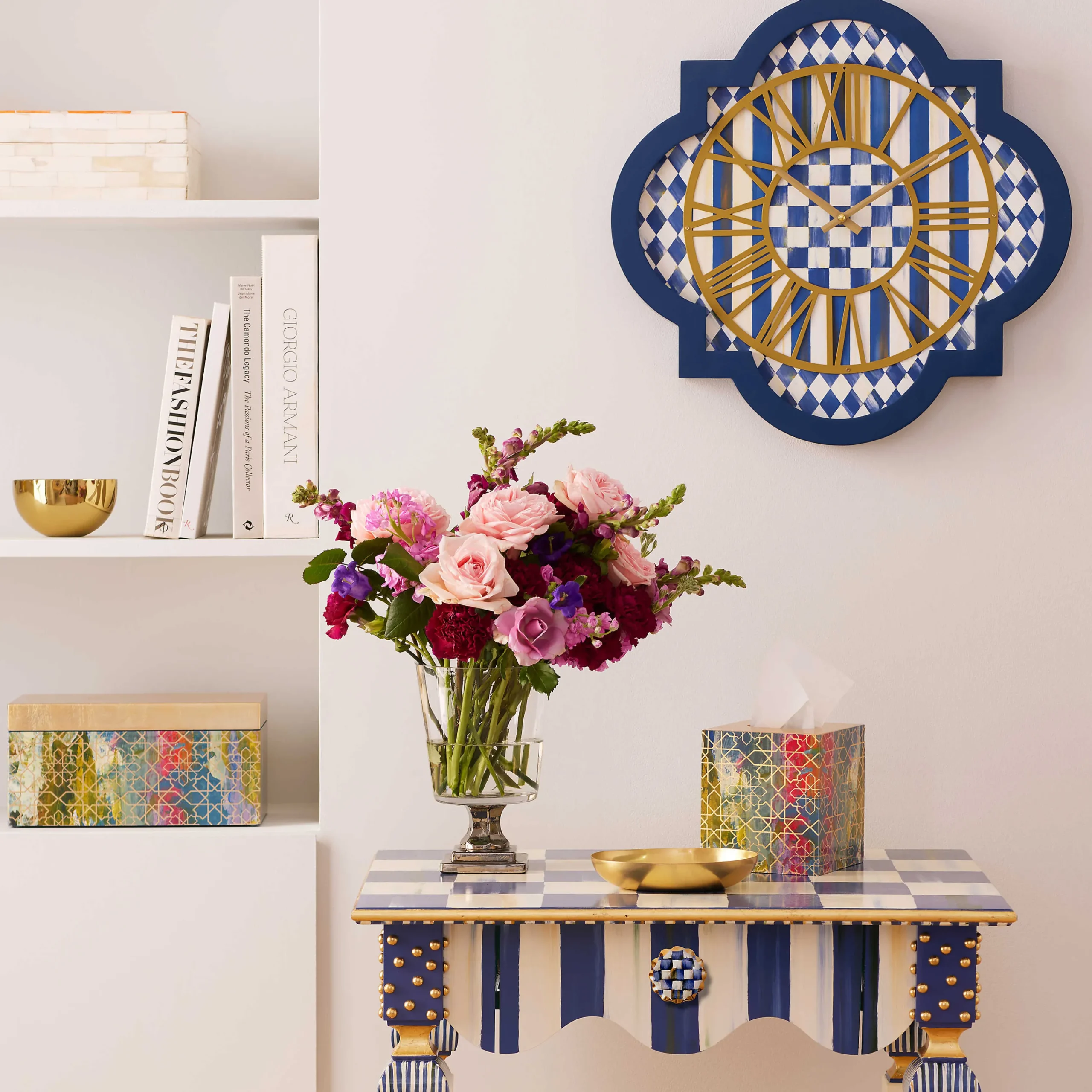 MacKenzie-Childs Royal Check Tile Wall Clock| Room Accents
