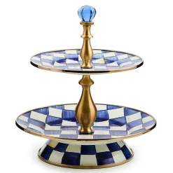 MacKenzie-Childs Royal Check Two Tier Sweet Stand| Bar Entertaining|Serveware
