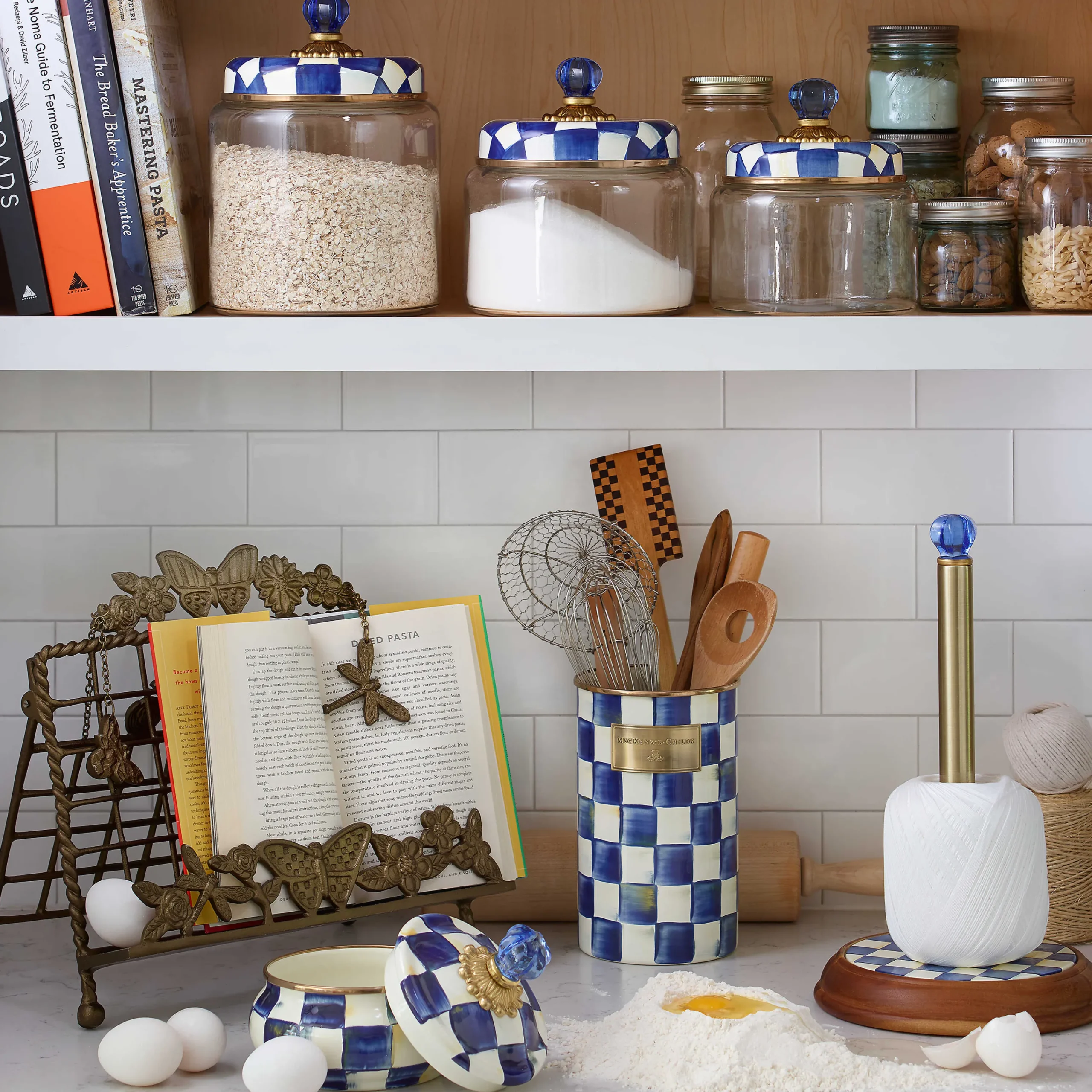 MacKenzie-Childs Royal Check Utensil Holder| Kitchen Storage & Organization