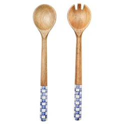 MacKenzie-Childs Royal Check Wood Salad Servers| Serveware