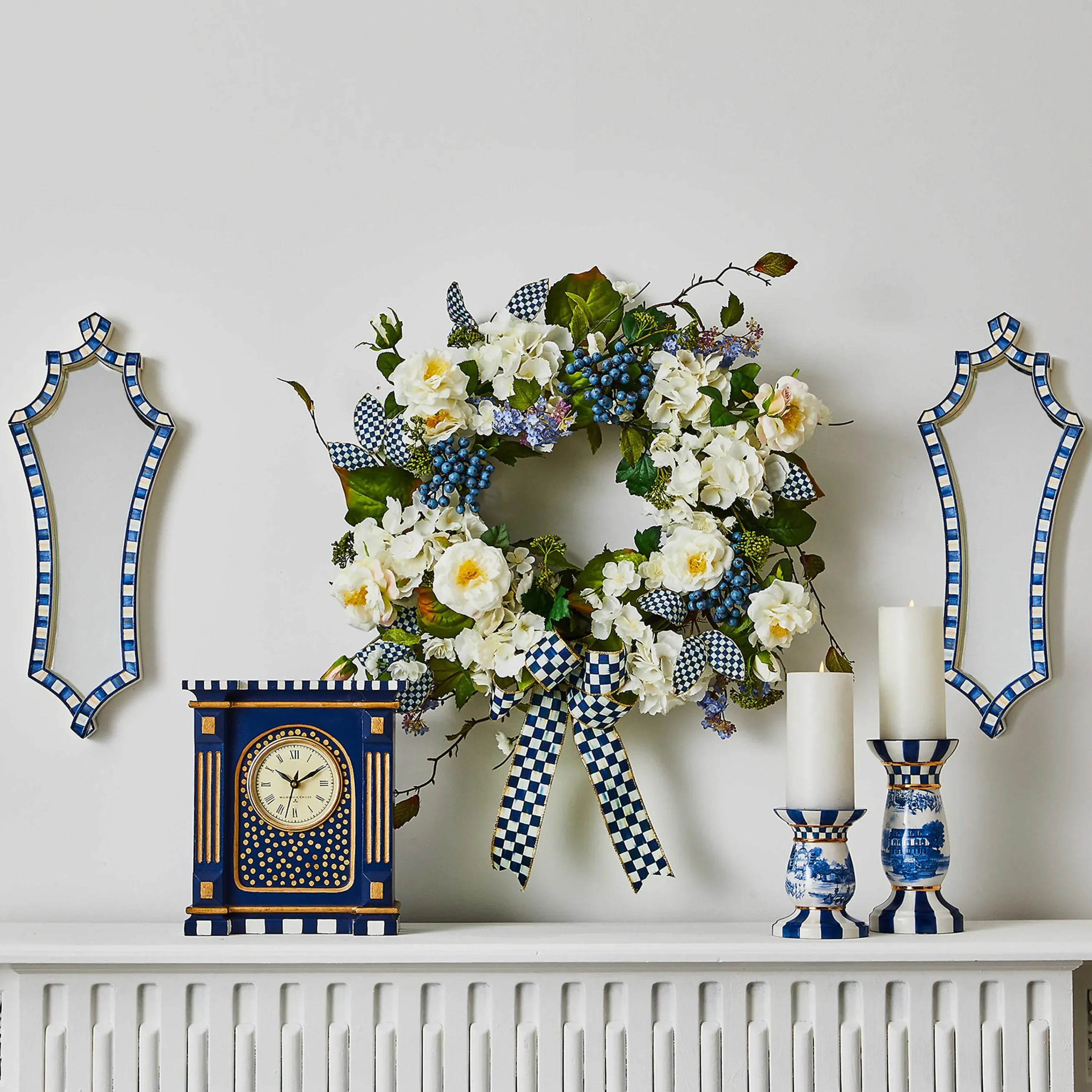 MacKenzie-Childs Royal Toile Short Pillar Candle Holder| Room Accents|Table Accessories