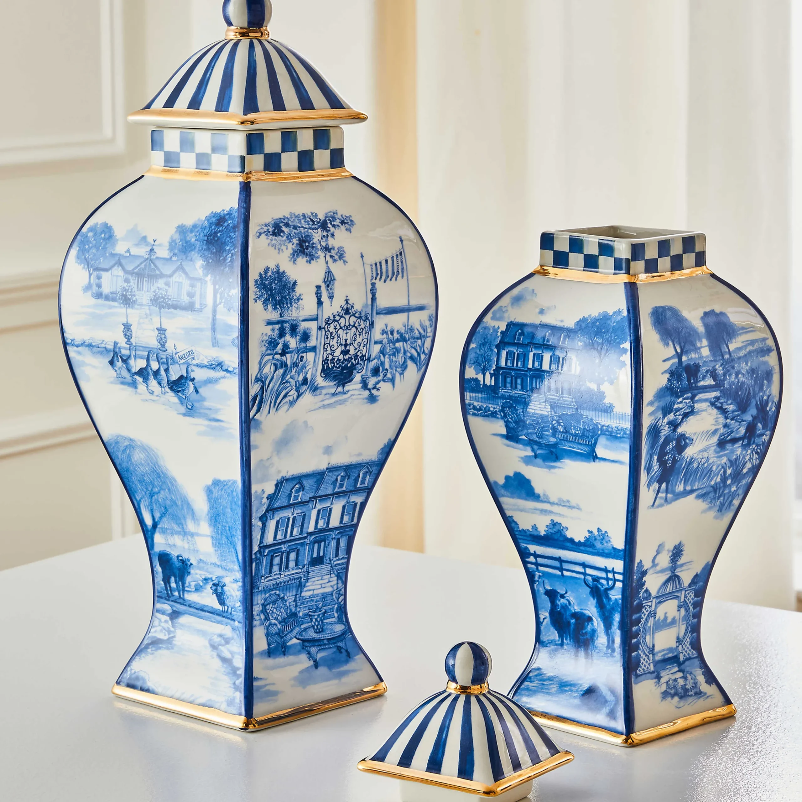 MacKenzie-Childs Royal Toile Small Ginger Jar| Kitchen Storage & Organization