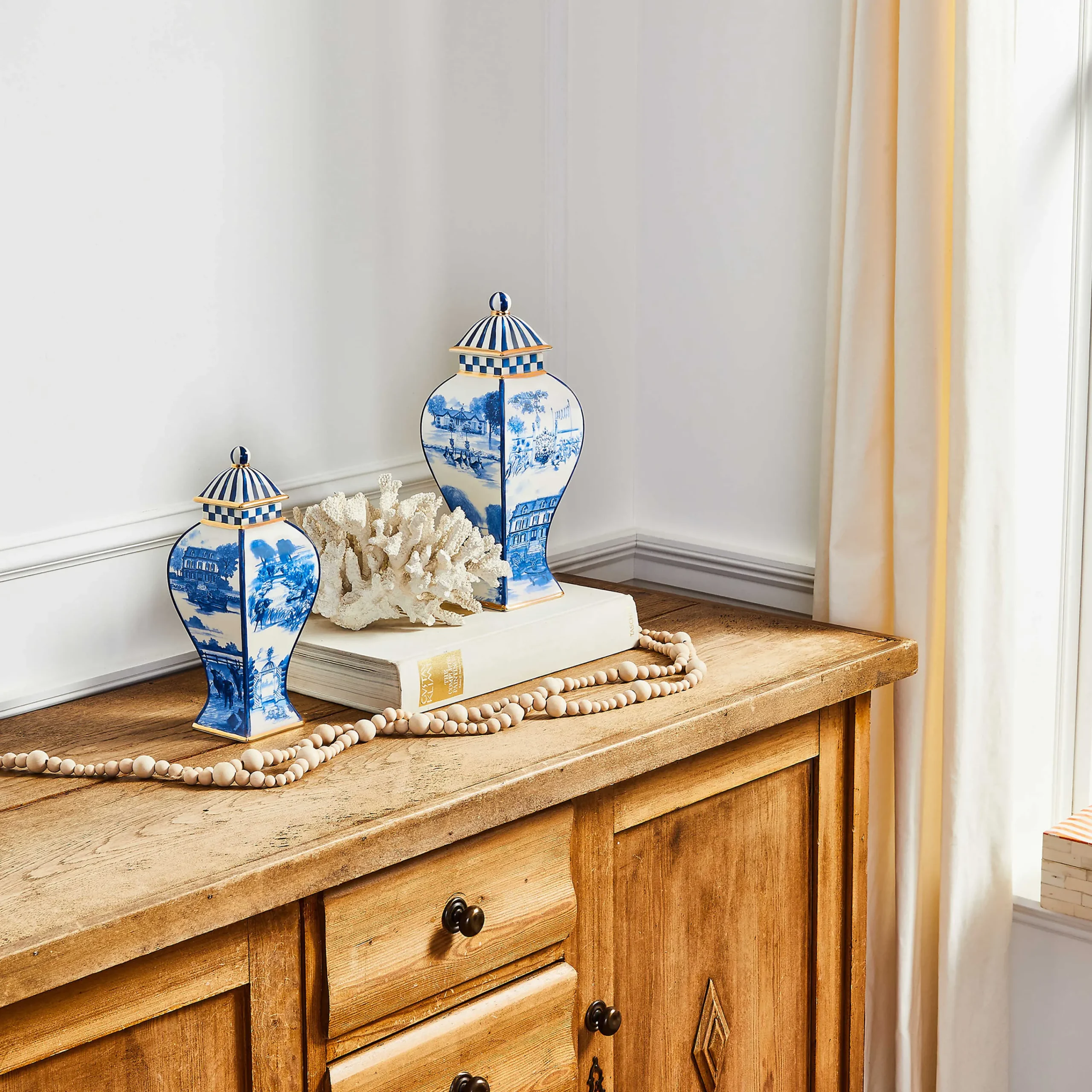 MacKenzie-Childs Royal Toile Small Ginger Jar| Kitchen Storage & Organization