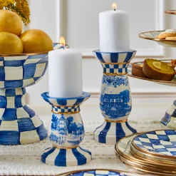 MacKenzie-Childs Royal Toile Tall Pillar Candle Holder| Room Accents|Table Accessories