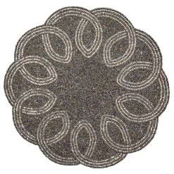 MacKenzie-Childs Scalloped Black  Silver Beaded Placemat| Table Accessories