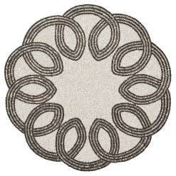 MacKenzie-Childs Scalloped Black  White Beaded Placemat| Fall Entertaining|Table Accessories
