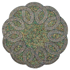 MacKenzie-Childs Scalloped Emerald Beaded Placemat| Table Accessories