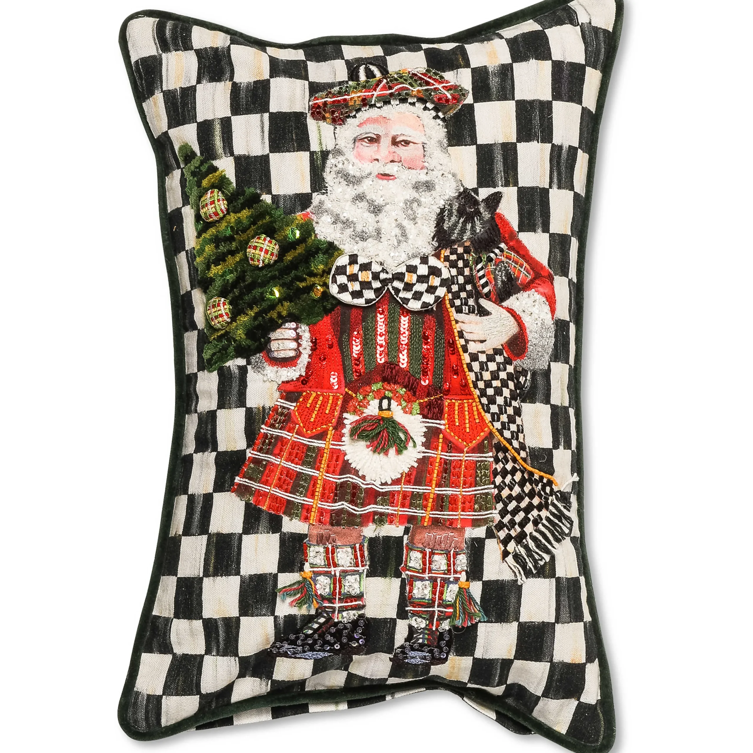 MacKenzie-Childs Scottish Santa Vertical Lumbar Pillow| Holiday|Pillows, Throws, & Cushions