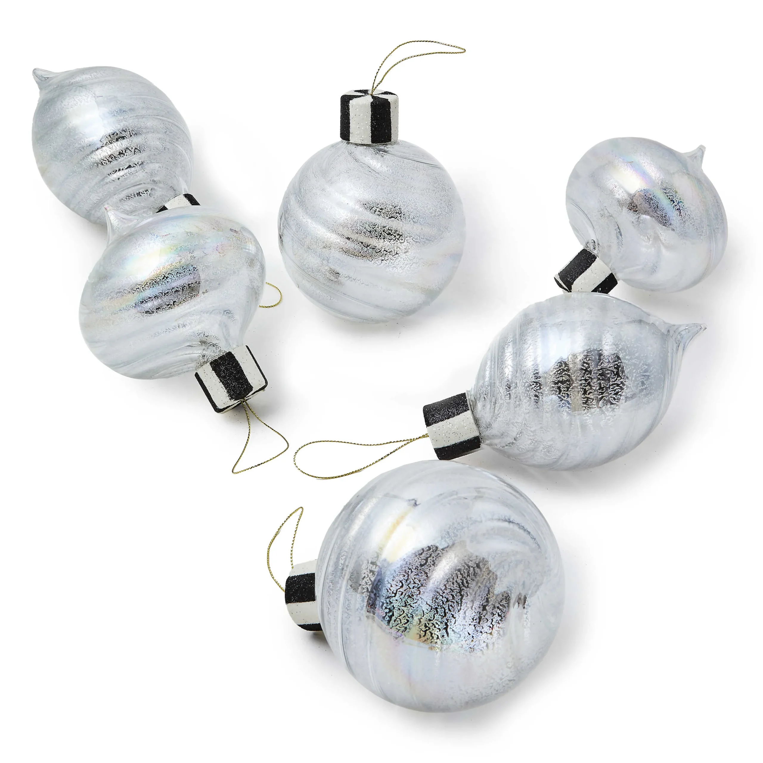 MacKenzie-Childs Silver Mercury Glass Assorted Ornaments, Set of 6| Holiday