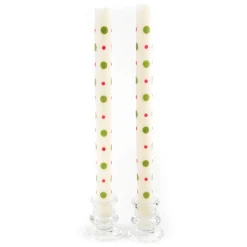 MacKenzie-Childs Small Large Dots Dinner Candles - Red Green - Set of 2| Holiday|Candles & Fragrances