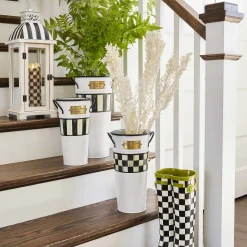 MacKenzie-Childs Spectator Galvanized Flower Buckets, Set of 3| Spring|Outdoor