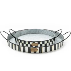 MacKenzie-Childs Spectator Galvanized Serving Trays, Set of 2| Bar Entertaining|Serveware