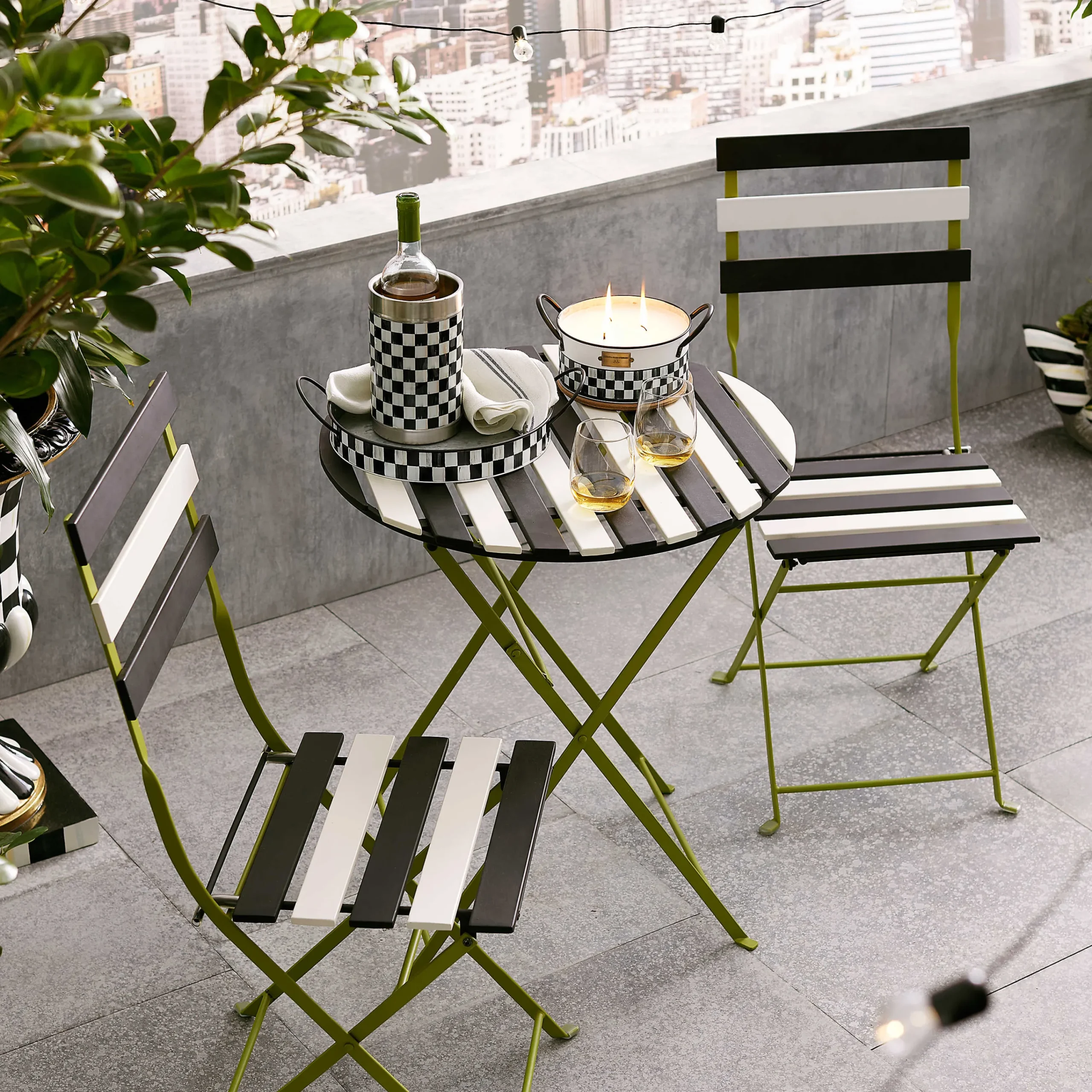 MacKenzie-Childs Spectator Galvanized Serving Trays, Set of 2| Bar Entertaining|Serveware