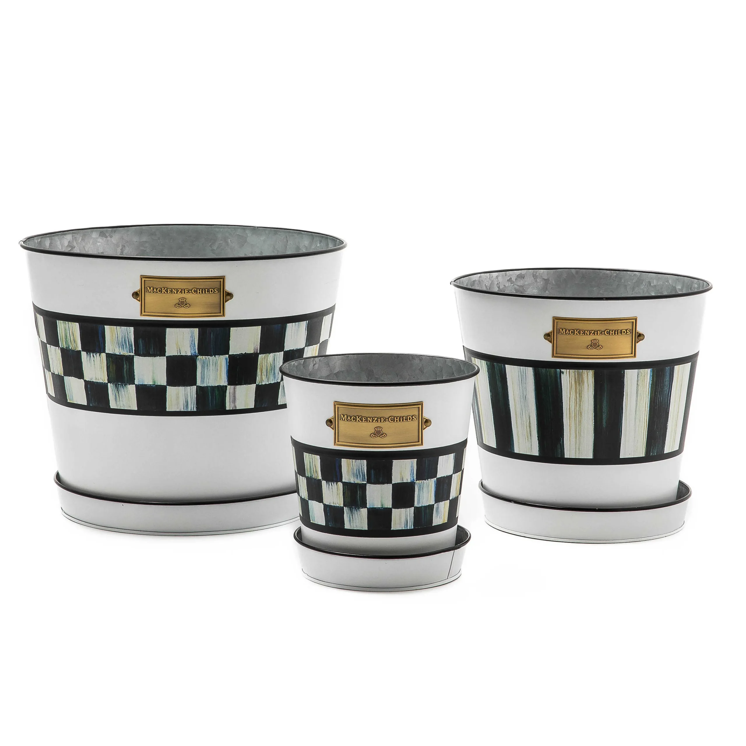 MacKenzie-Childs Spectator Pots Saucers, Set of 3| Spring|Greenery & Florals