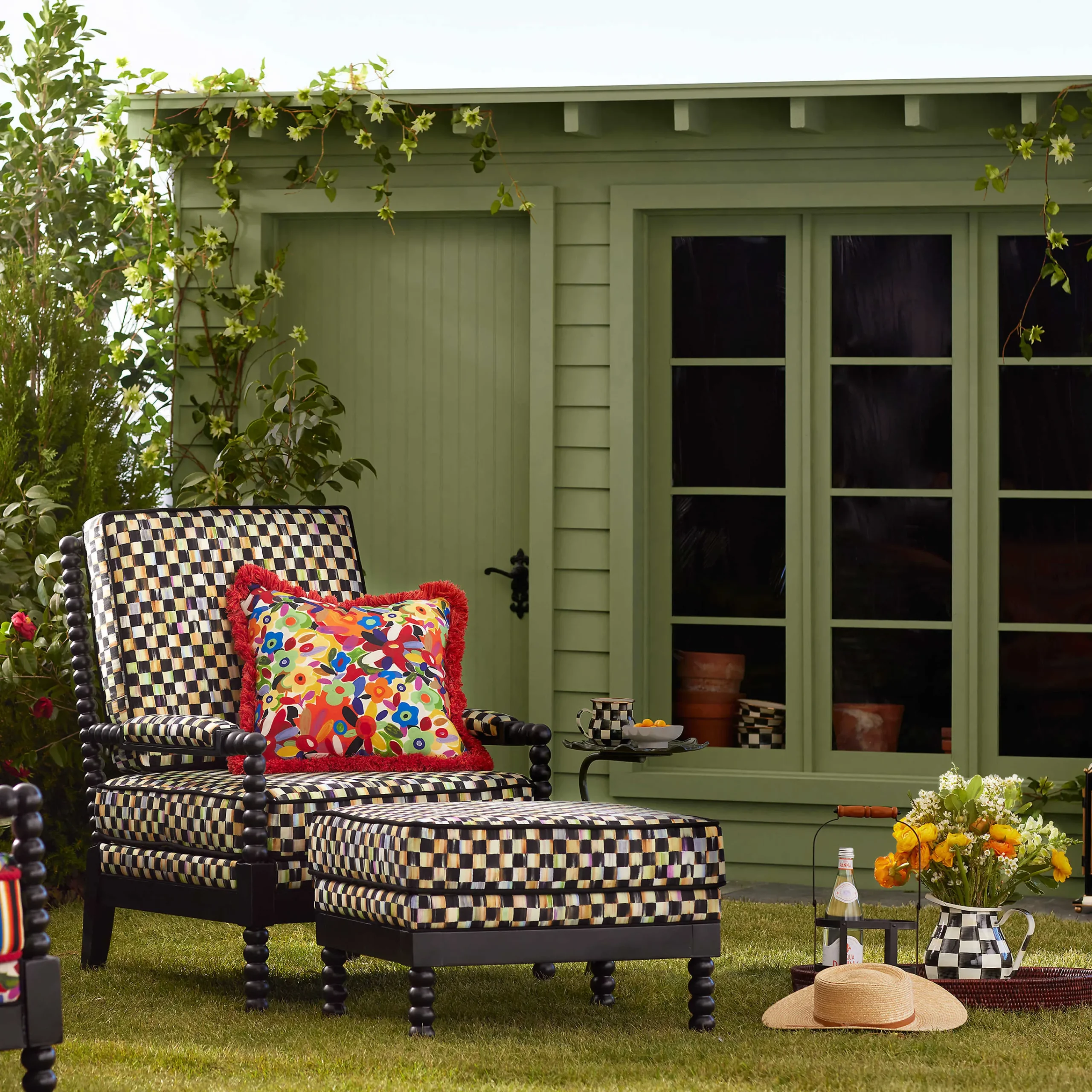 MacKenzie-Childs Spindle Check Outdoor Chair| Outdoor|Spring