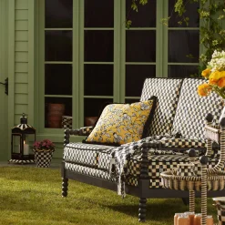 MacKenzie-Childs Spindle Check Outdoor Loveseat| Outdoor|Spring