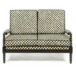 MacKenzie-Childs Spindle Check Outdoor Loveseat| Outdoor|Spring