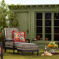 MacKenzie-Childs Spindle Check Outdoor Ottoman| Outdoor|Spring