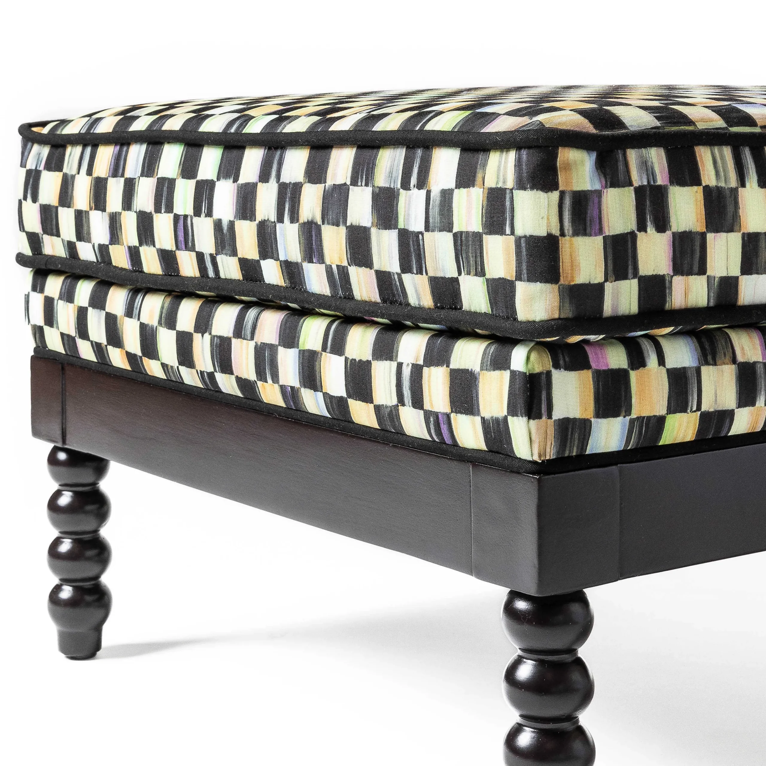 MacKenzie-Childs Spindle Check Outdoor Ottoman| Outdoor|Spring