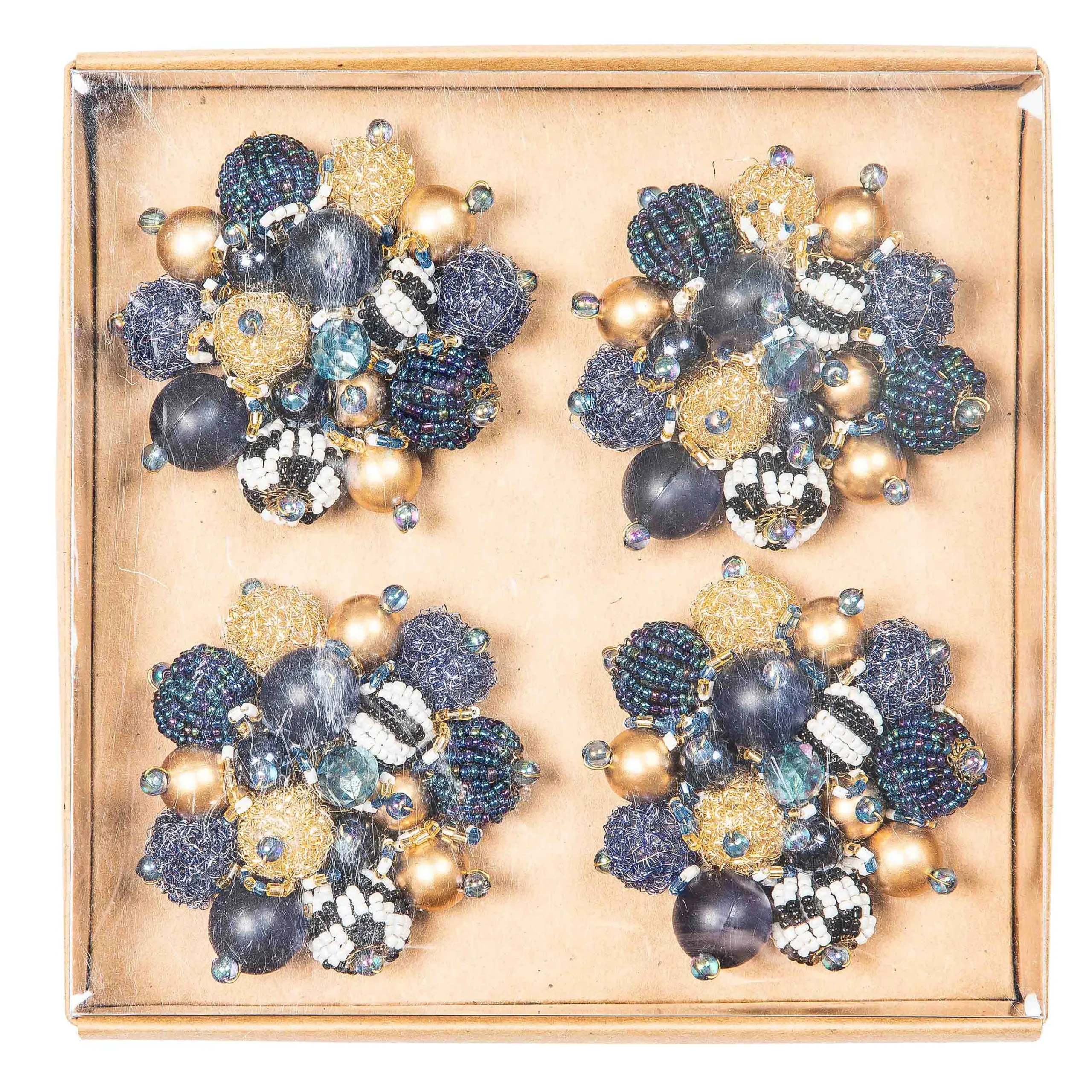 MacKenzie-Childs Starry Night Beaded Napkin Rings, Set of 4| Holiday|Kitchen & Dining Sets
