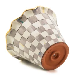 MacKenzie-Childs Sterling Check 8 Ceramic Garden Pot| Spring|The Fall Shop
