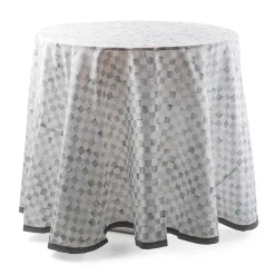 MacKenzie-Childs Sterling Check 90 Round Tablecloth| Kitchen & Table Linens