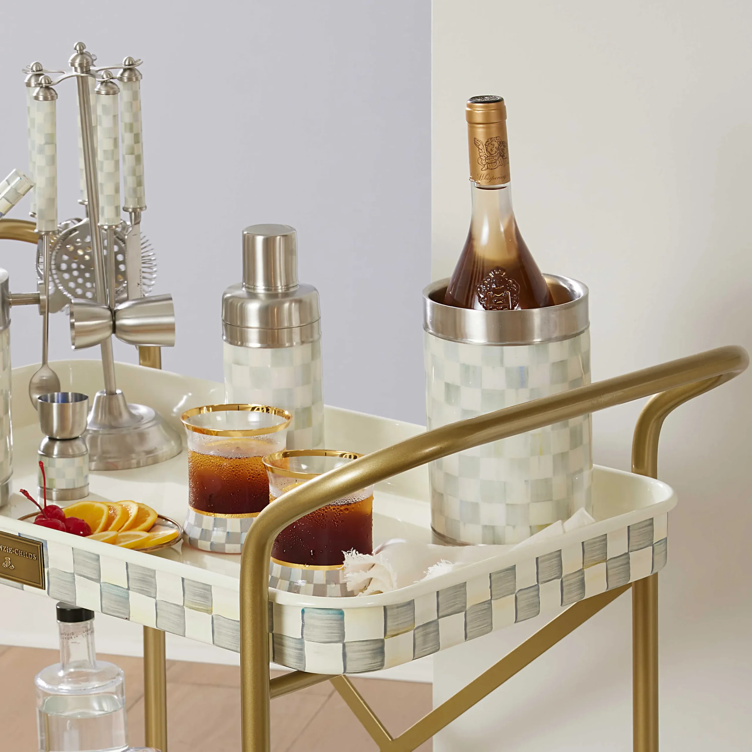MacKenzie-Childs Sterling Check 3260 Wine Cooler| Fall Entertaining|Bar Entertaining