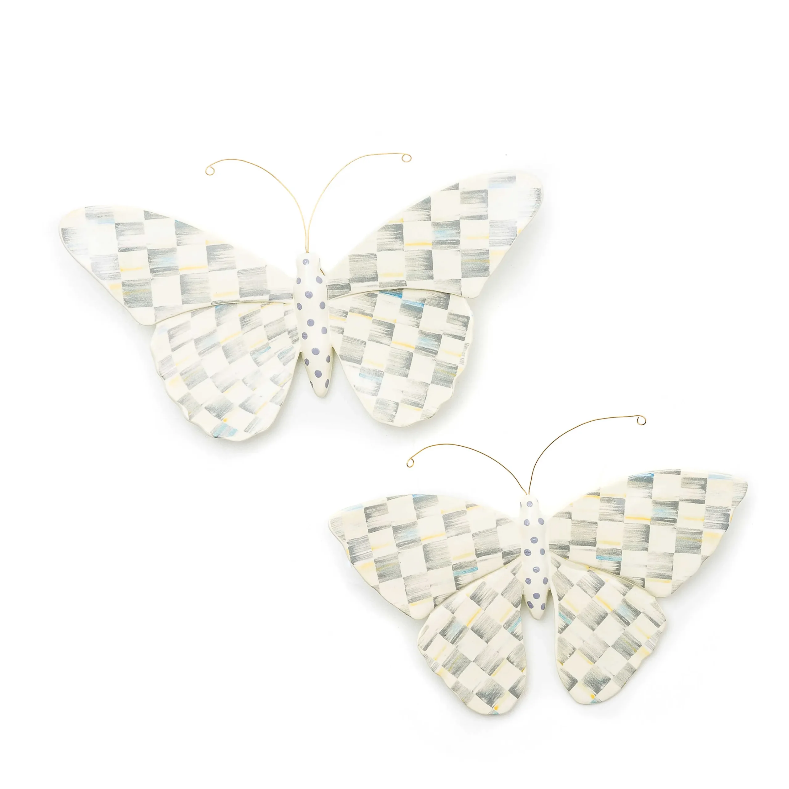 MacKenzie-Childs Sterling Check Butterfly Duo Wall Decor| Room Accents