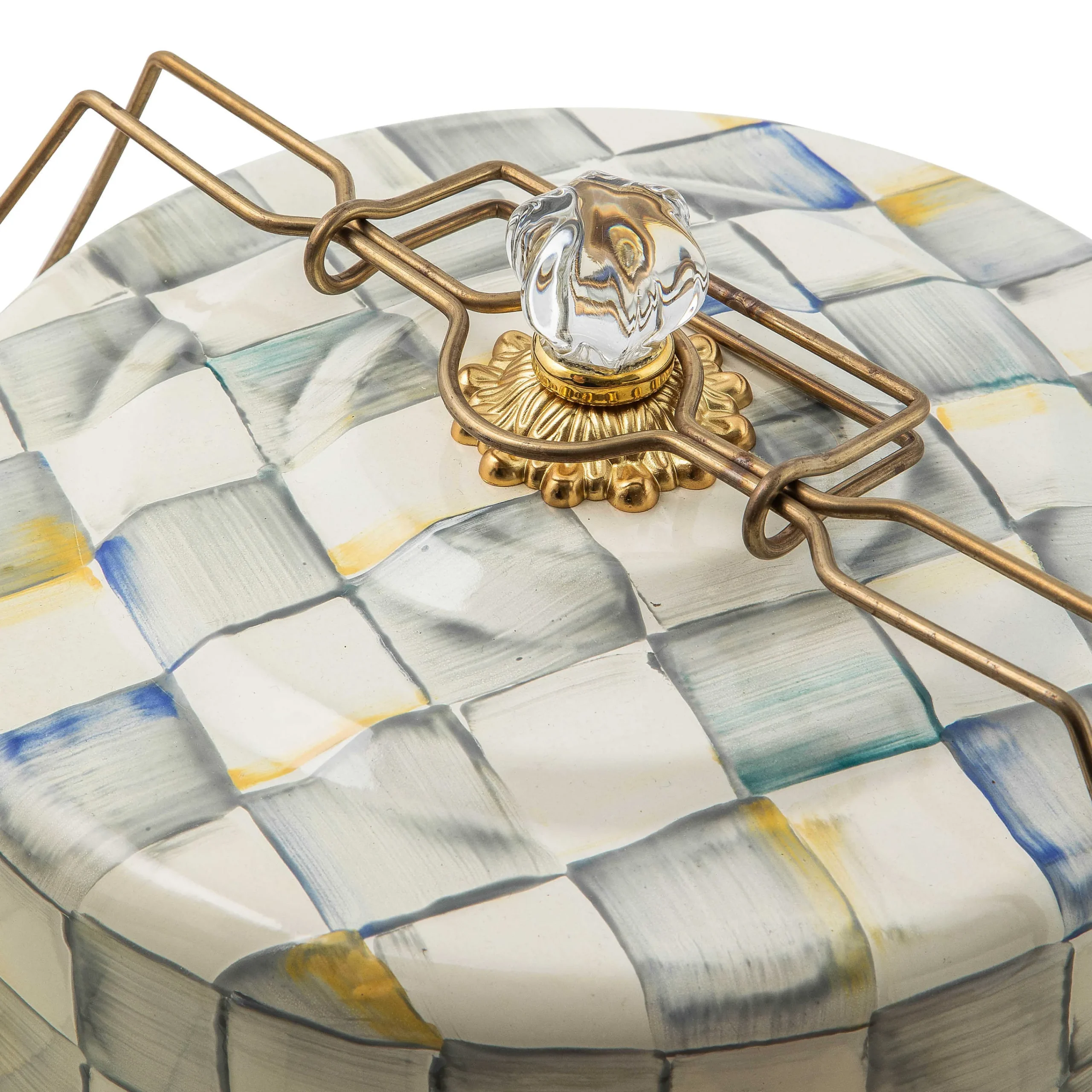 MacKenzie-Childs Sterling Check Cake Carrier| Kitchen Storage & Organization|Serveware