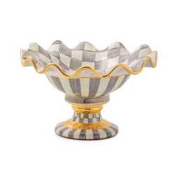 MacKenzie-Childs Sterling Check Ceramic Compote| Serveware