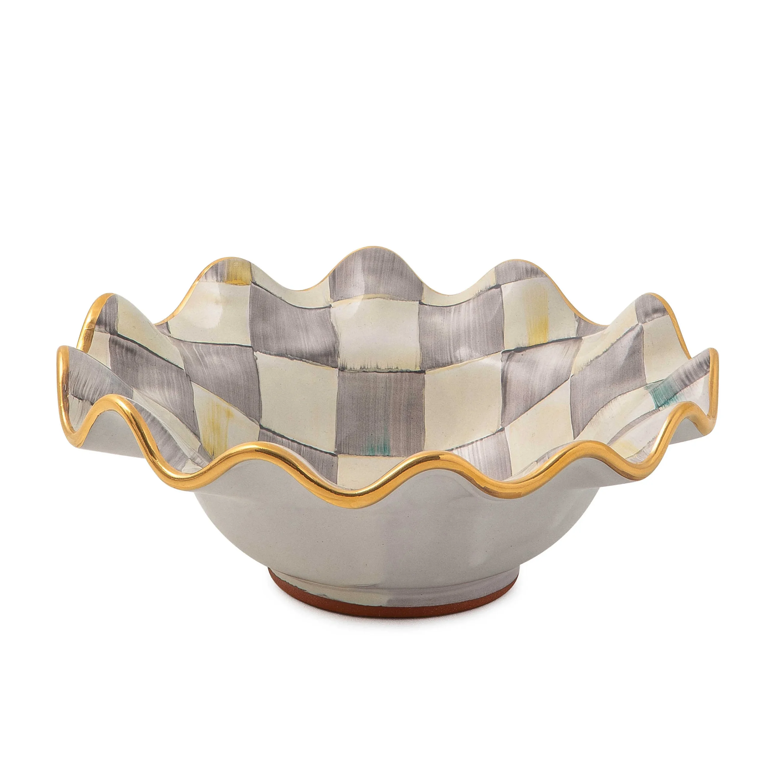 MacKenzie-Childs Sterling Check Ceramic Fluted Breakfast Bowl| Dinnerware & Flatware