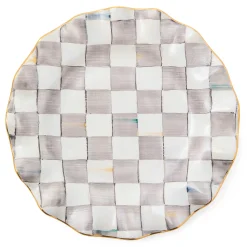 MacKenzie-Childs Sterling Check Ceramic Fluted Dinner Plate| Dinnerware & Flatware