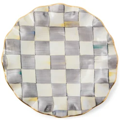 MacKenzie-Childs Sterling Check Ceramic Fluted Dessert Plate| Dinnerware & Flatware