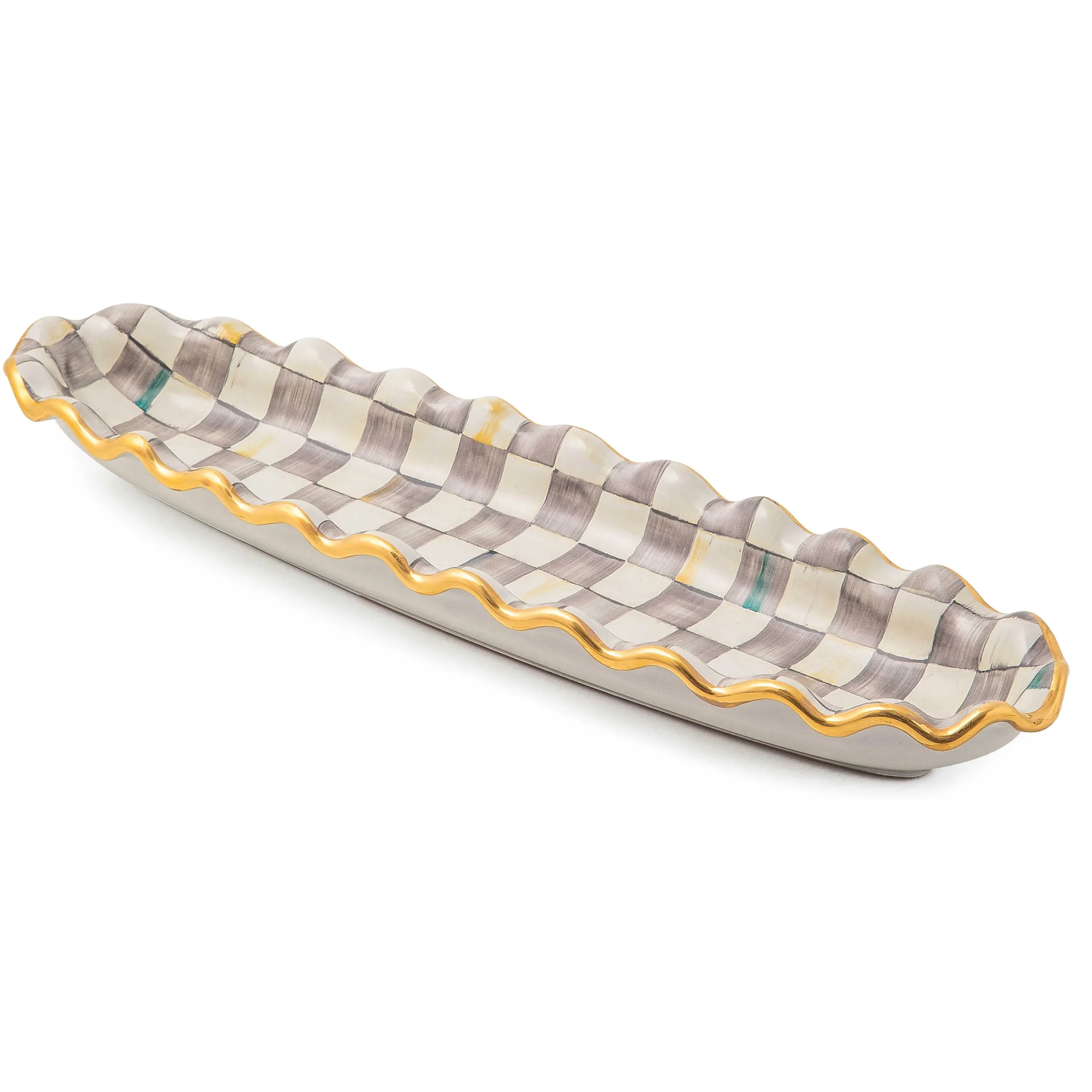 MacKenzie-Childs Sterling Check Ceramic Hors d'Oeuvre Tray| Fall Entertaining|Serveware