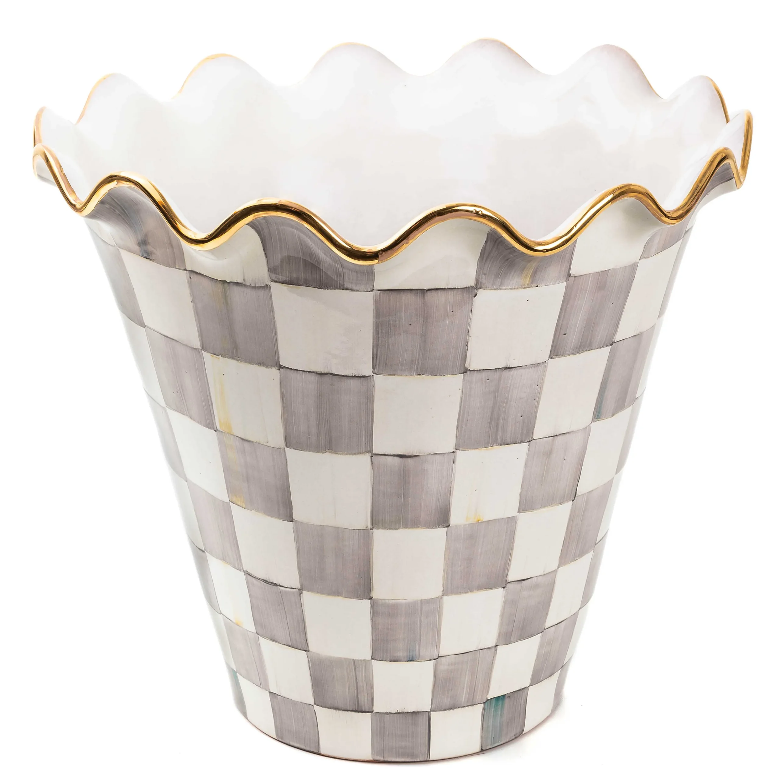 MacKenzie-Childs Sterling Check Ceramic Jumbo Garden Pot| Spring|The Fall Shop