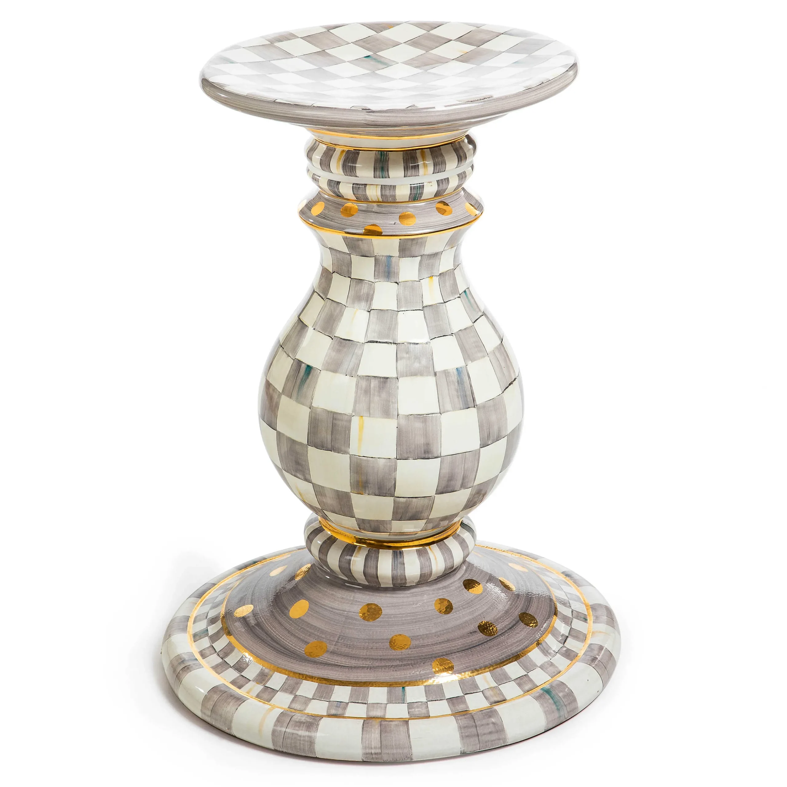 MacKenzie-Childs Sterling Check Ceramic Pedestal Table Base| Dining Room & Kitchen