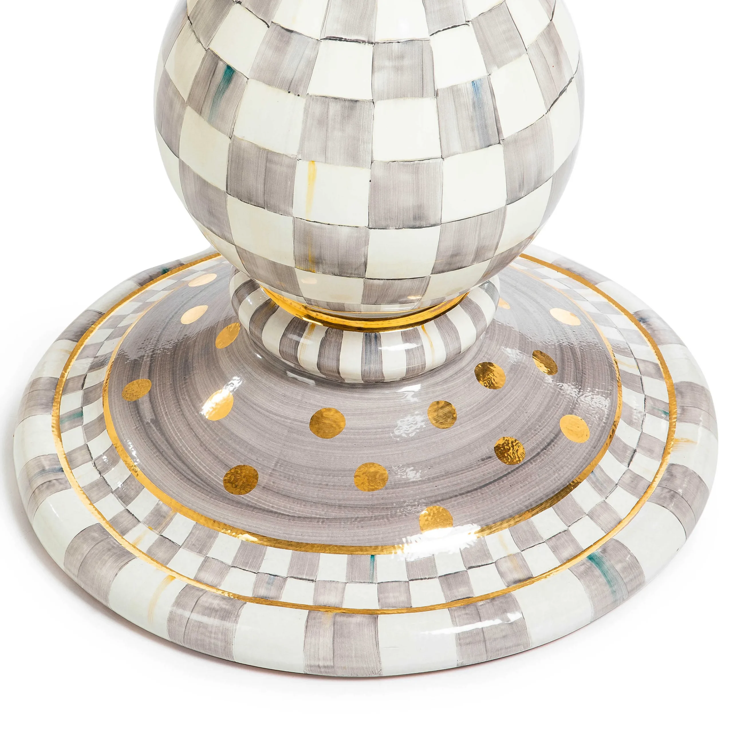 MacKenzie-Childs Sterling Check Ceramic Pedestal Table Base| Dining Room & Kitchen