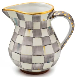 MacKenzie-Childs Sterling Check Ceramic Portly Pitcher| Bar Entertaining|Serveware