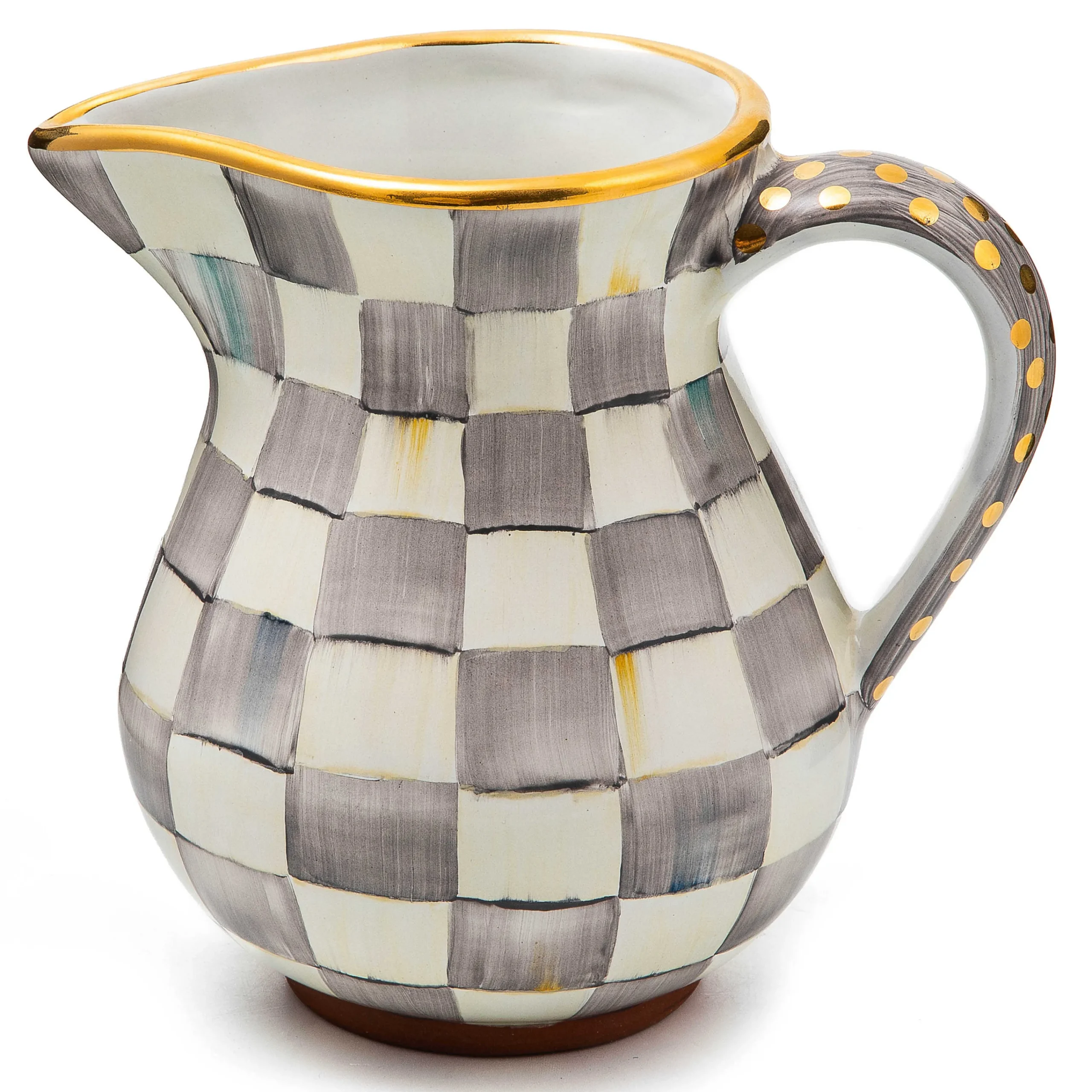 MacKenzie-Childs Sterling Check Ceramic Portly Pitcher| Bar Entertaining|Serveware
