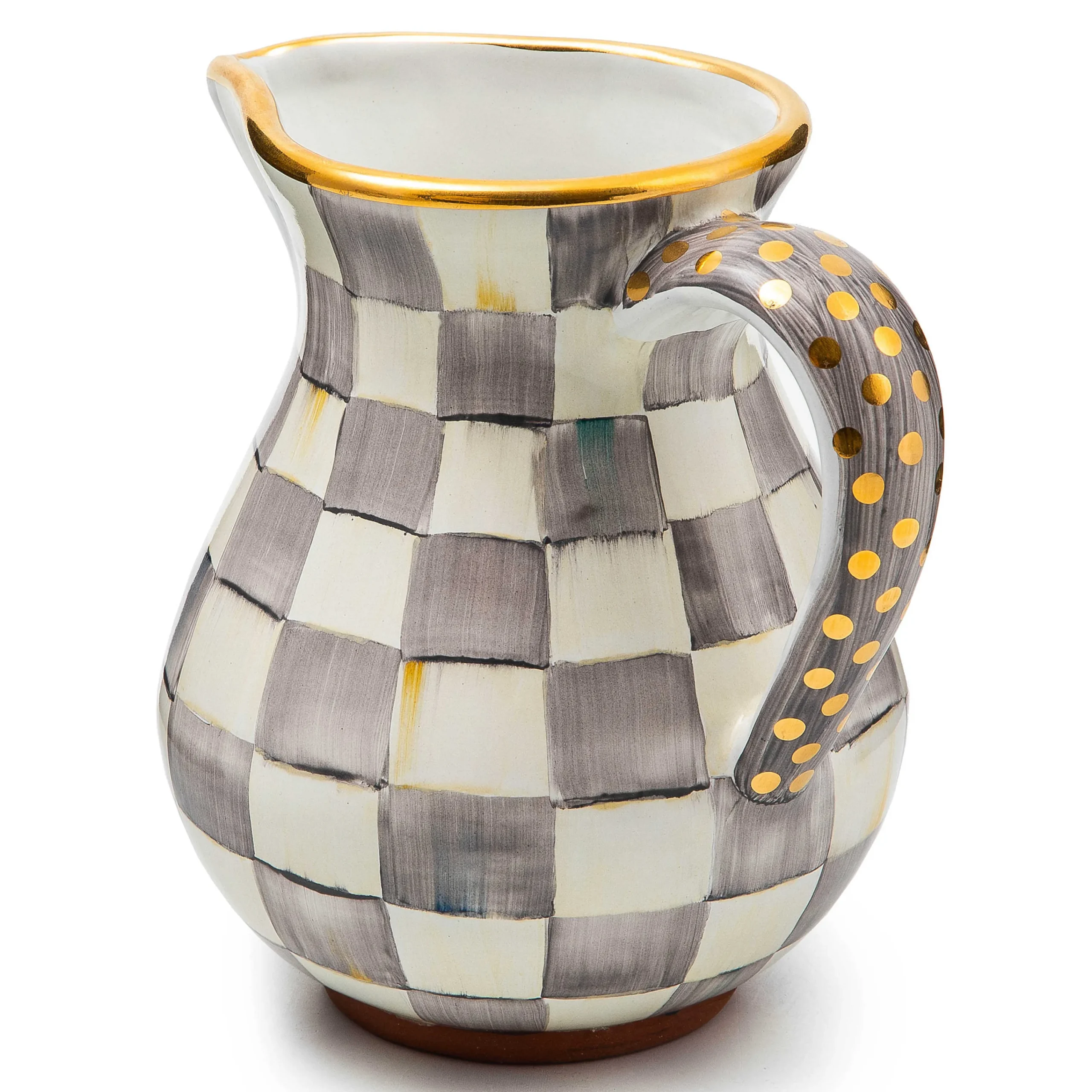 MacKenzie-Childs Sterling Check Ceramic Portly Pitcher| Bar Entertaining|Serveware