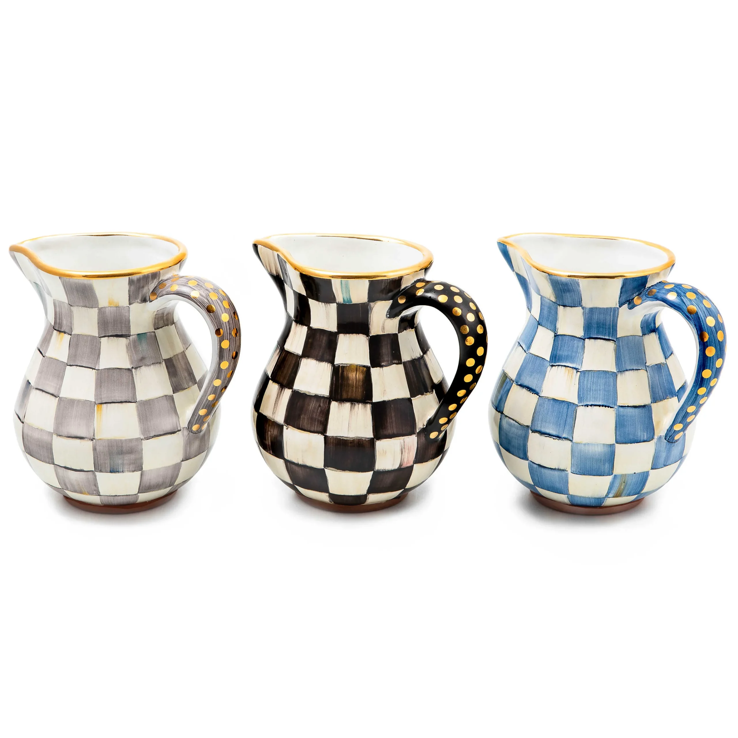 MacKenzie-Childs Sterling Check Ceramic Portly Pitcher| Bar Entertaining|Serveware
