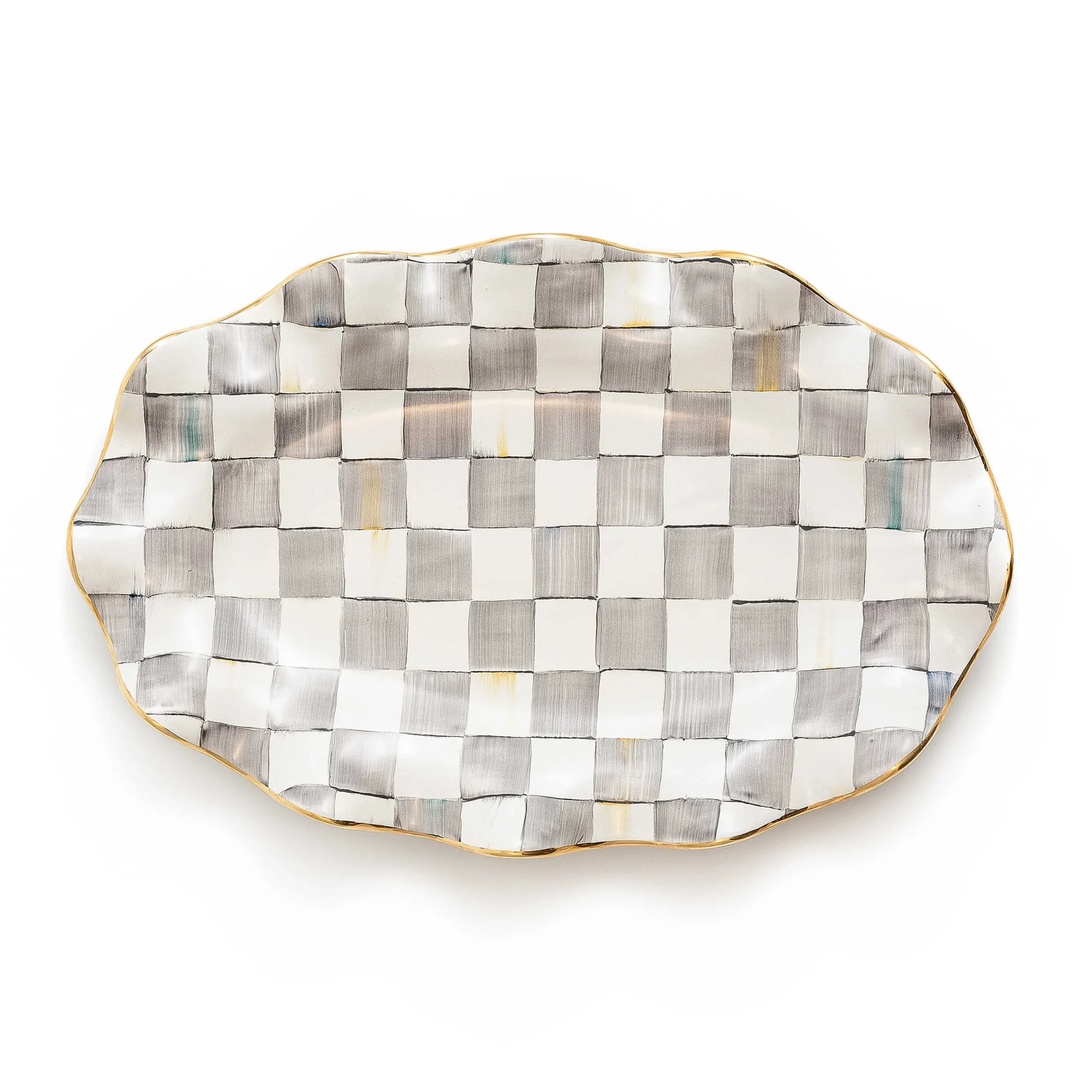 MacKenzie-Childs Sterling Check Ceramic Serving Platter| Serveware