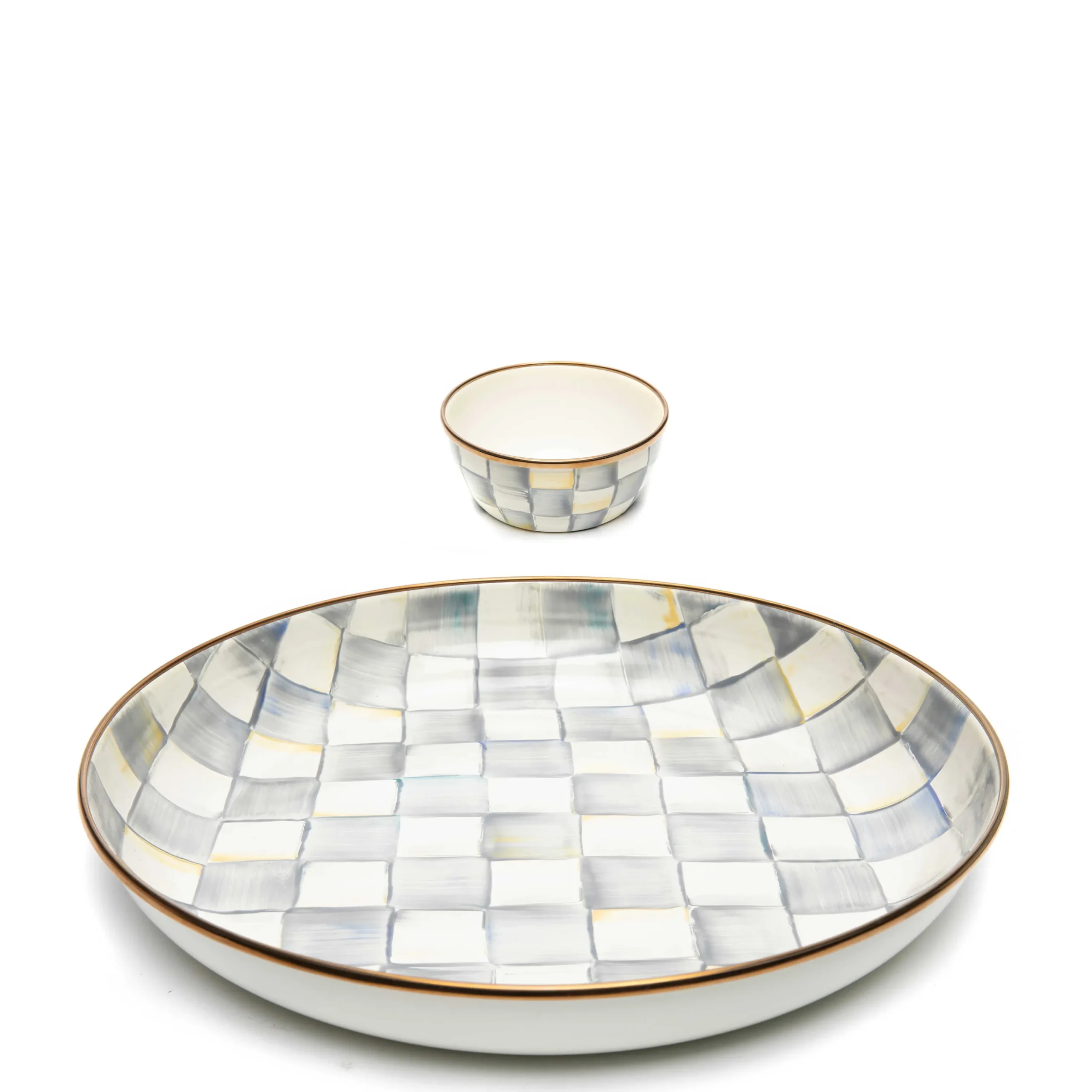 MacKenzie-Childs Sterling Check Chip Dip Set| Kitchen & Dining Sets|Serveware