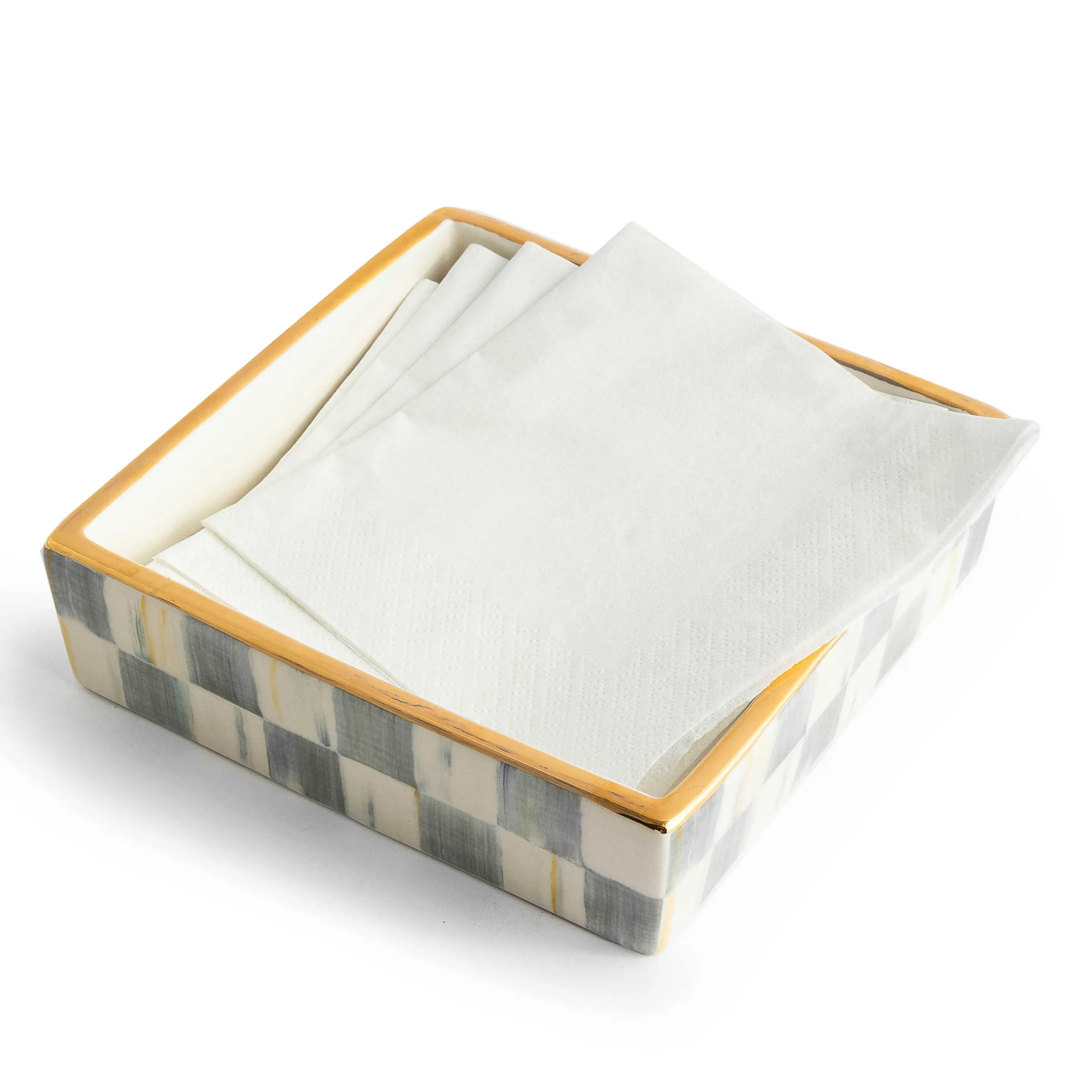 MacKenzie-Childs Sterling Check Cocktail Napkin Holder| Table Accessories|Kitchen Storage & Organization