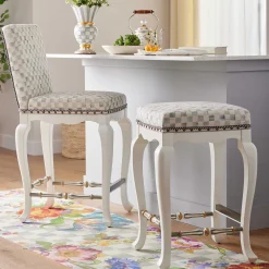 MacKenzie-Childs Sterling Check Counter Stool| Dining Room & Kitchen