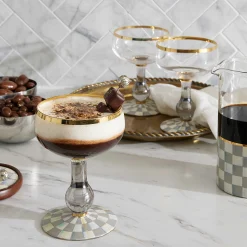 MacKenzie-Childs Sterling Check Coupe Glass| Fall Entertaining|Drinkware