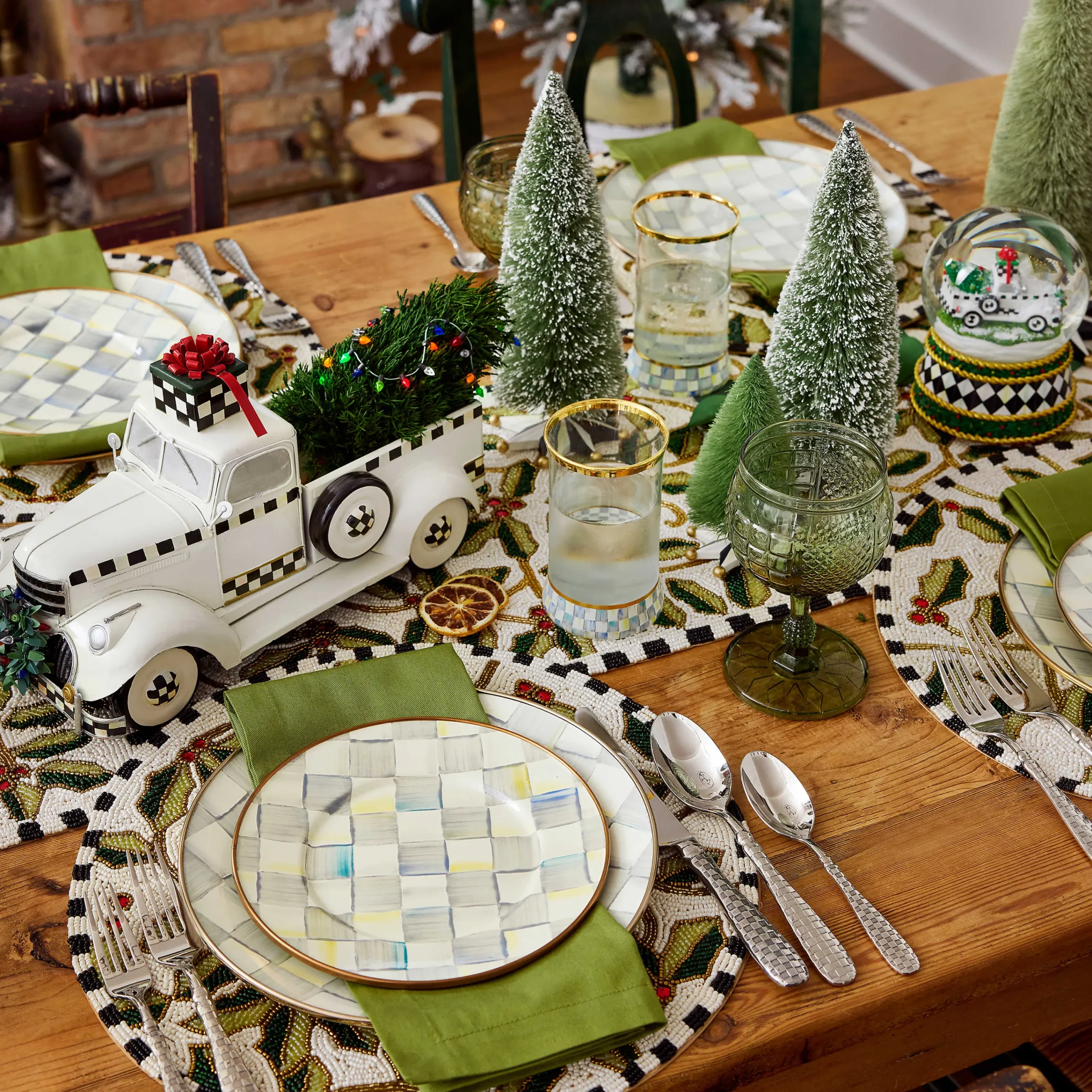 MacKenzie-Childs Sterling Check Dinner Plate| Dinnerware & Flatware