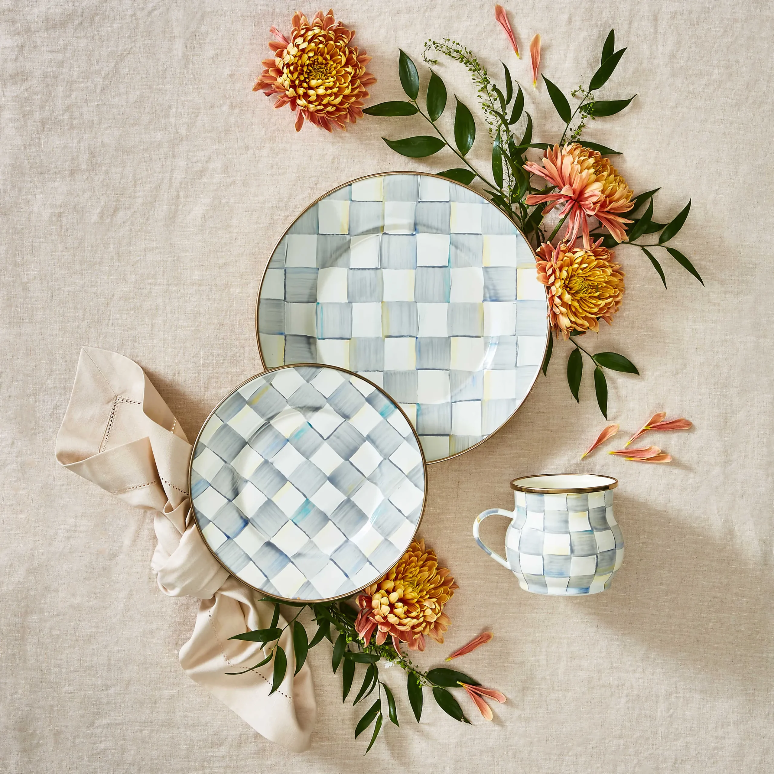 MacKenzie-Childs Sterling Check Dinner Plate| Dinnerware & Flatware